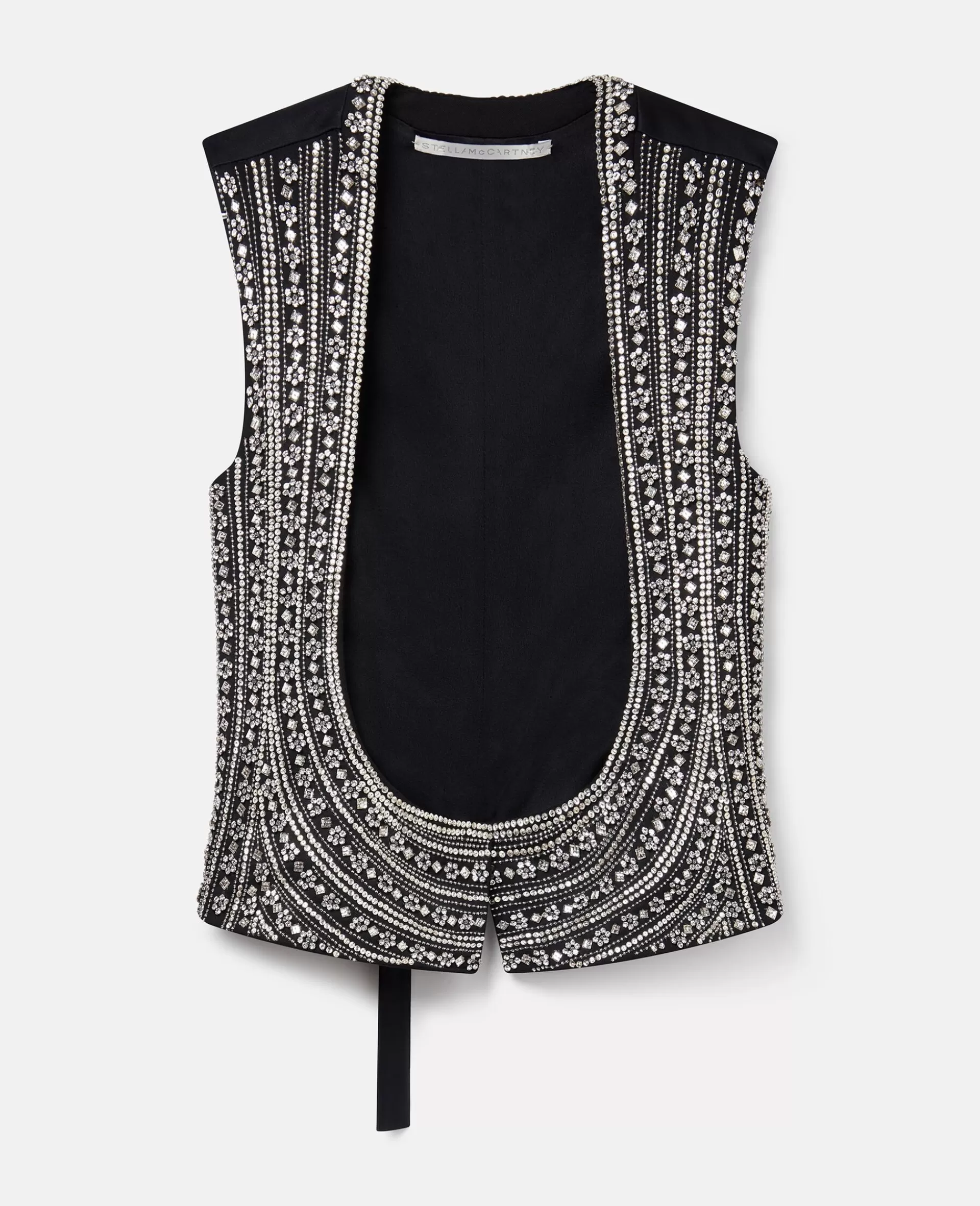 Fashion Crystal Embellished Wool Tuxedo Waistcoat Women Shirts And Tops | Tailoring