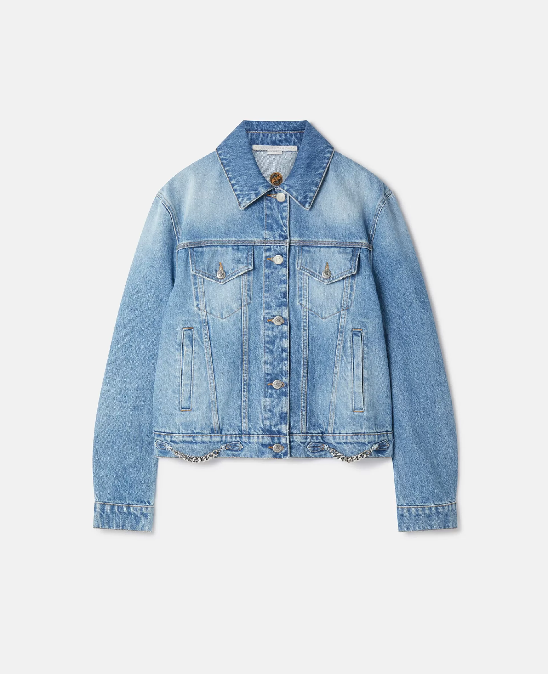 Best Falabella Chain Light Wash Denim Jacket Women Denim | Coats And Jackets