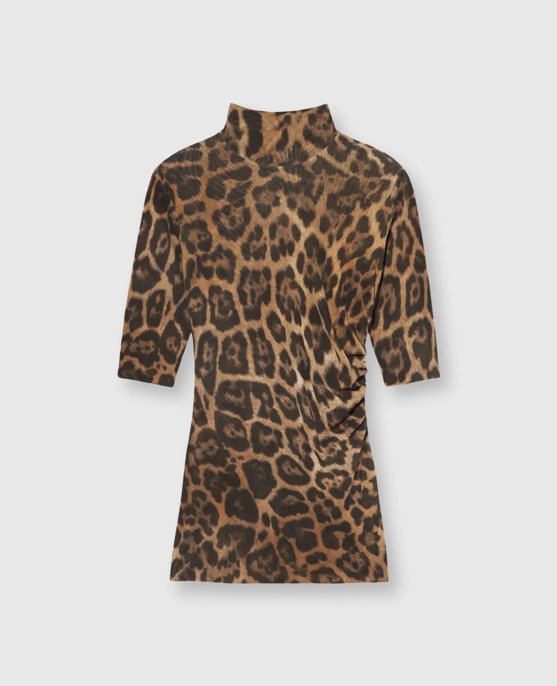 Discount Leopard High-Neck Top Women Shirts And Tops