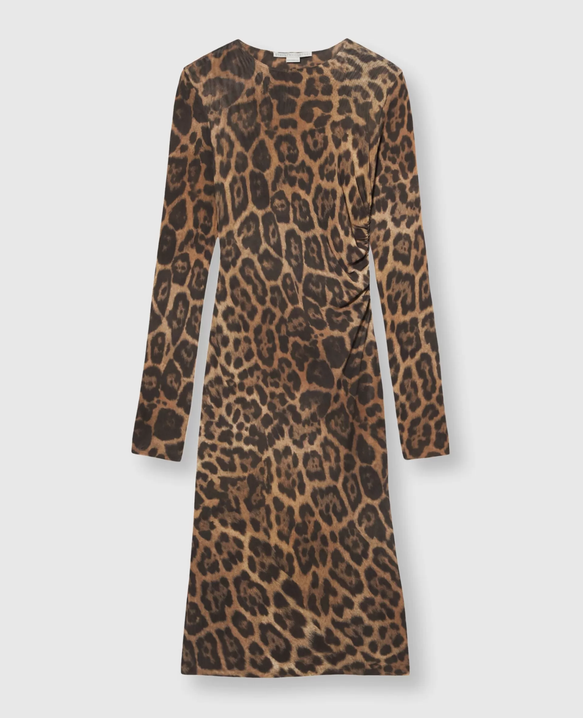 Cheap Leopard Long-Sleeve Midi Dress Women Dresses