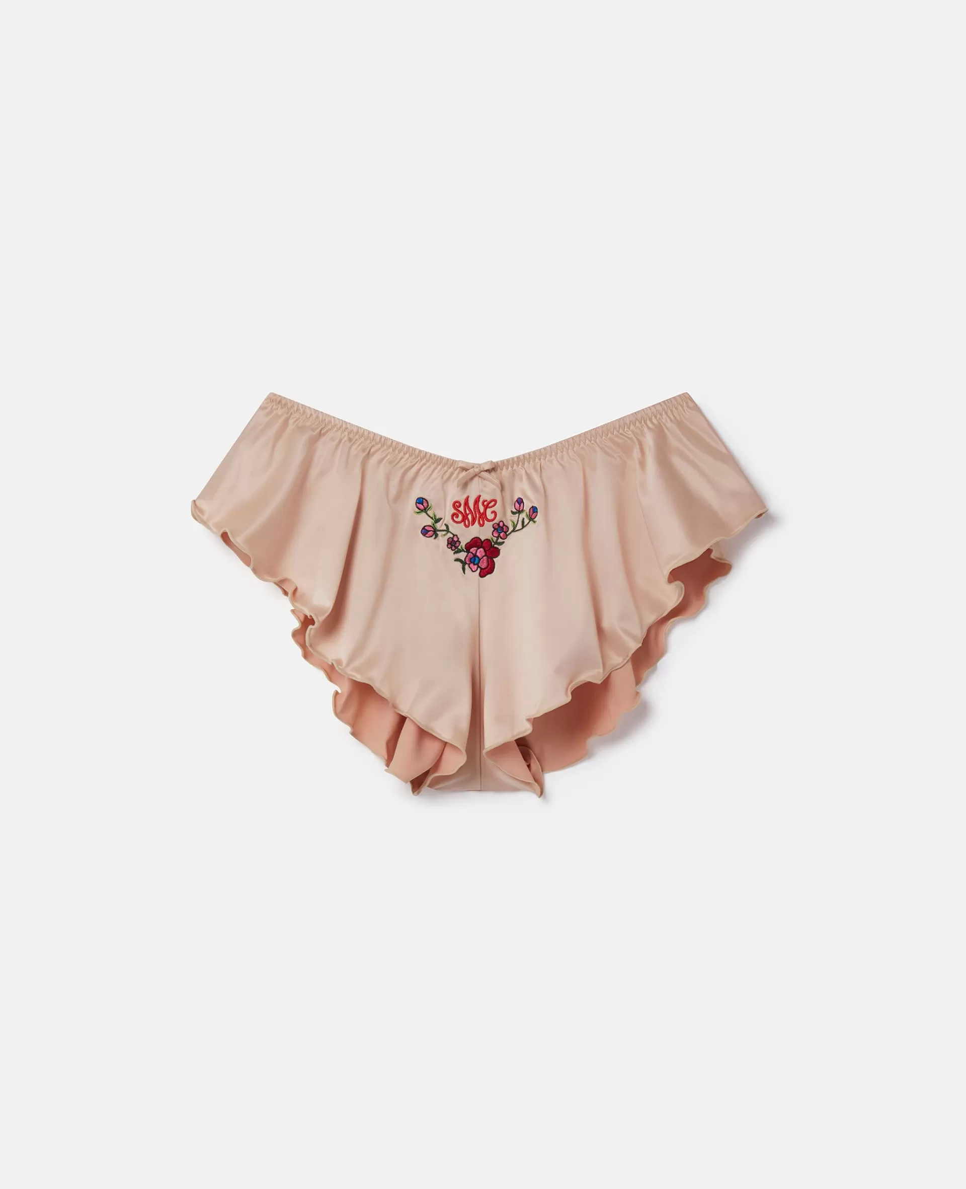 Online 'Love You' Embroidery Satin Flounce Sleep Shorts Women Lingerie And Sleepwear