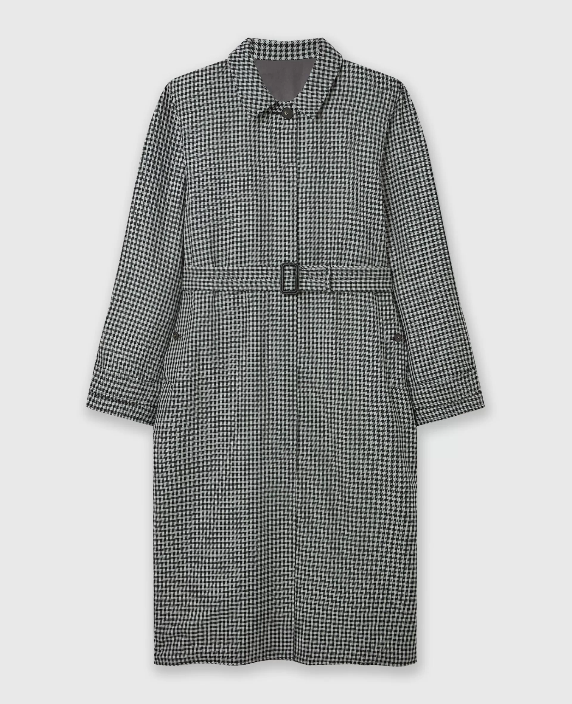 Outlet Oversized Check Belted Trench Coat Women Coats And Jackets