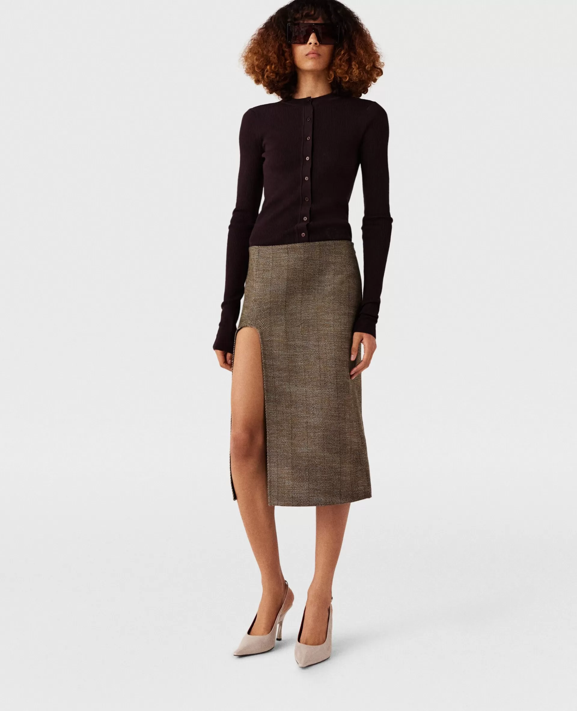 Discount Side-Slit Tweed Skirt Women Skirts | Tailoring