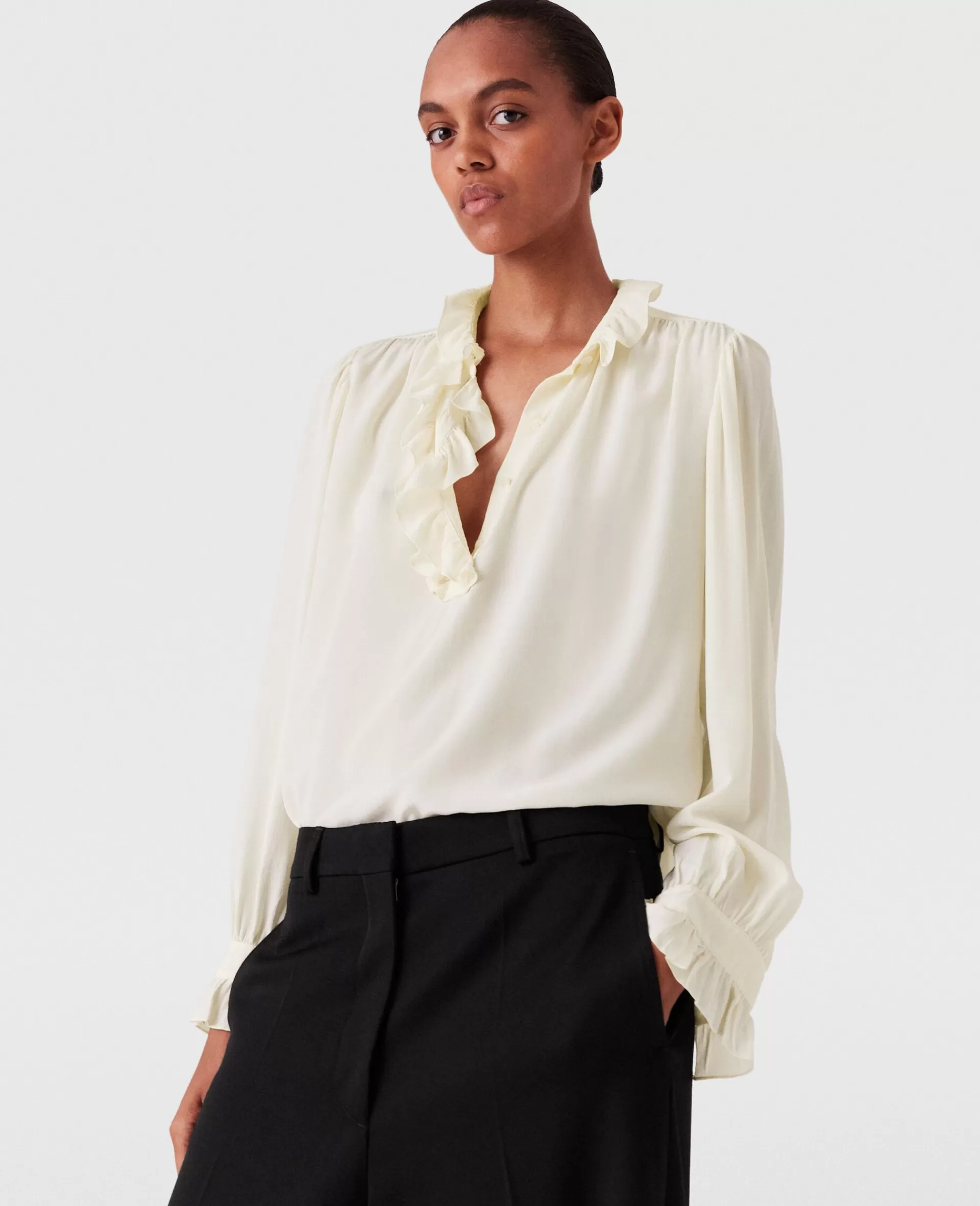 Store Silk Crêpe de Chine Ruffled Shirt Women Shirts And Tops