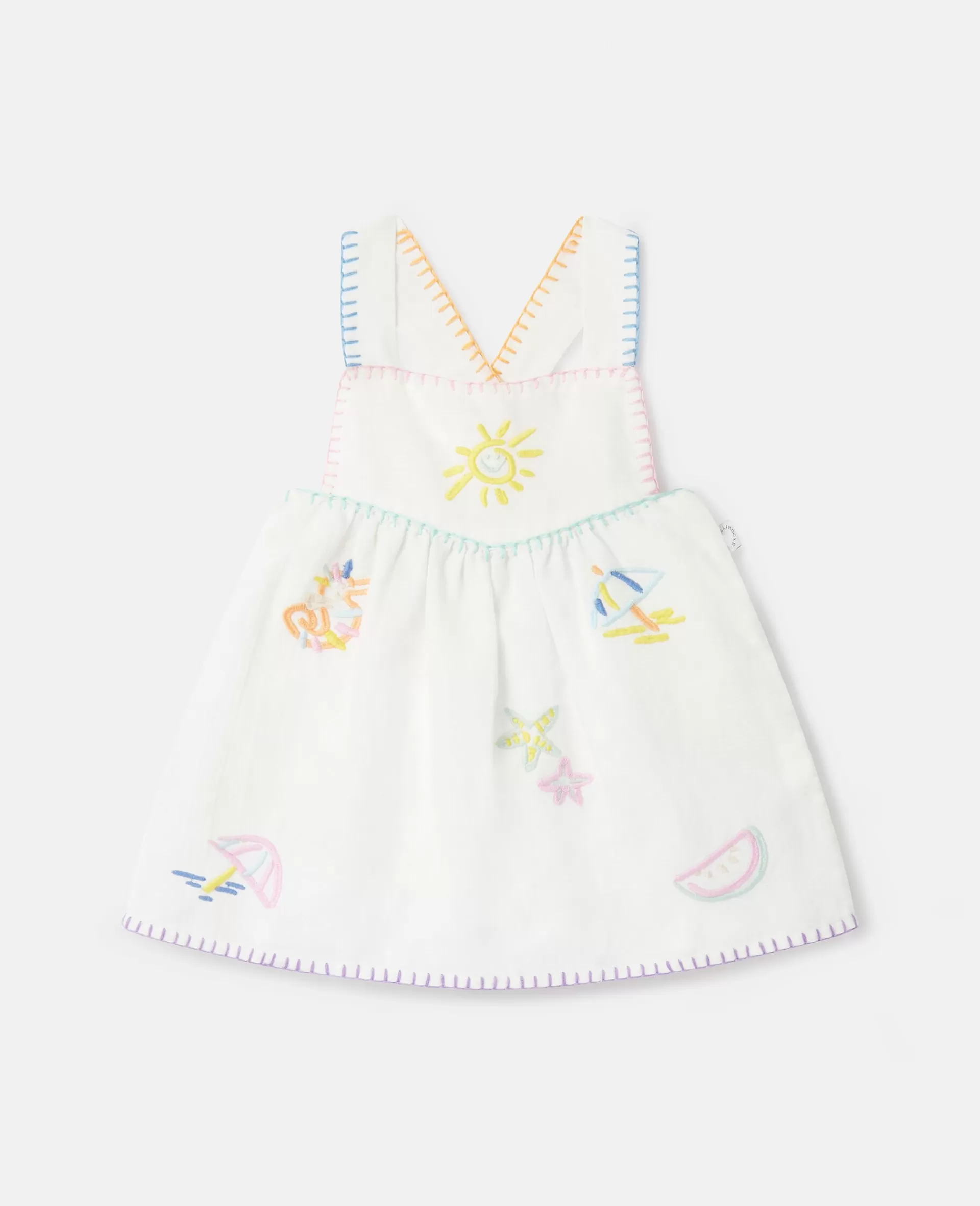 Fashion Summer Doodles Embroidery Pinafore Dress Kids Dresses & Jumpsuits | Baby Girls