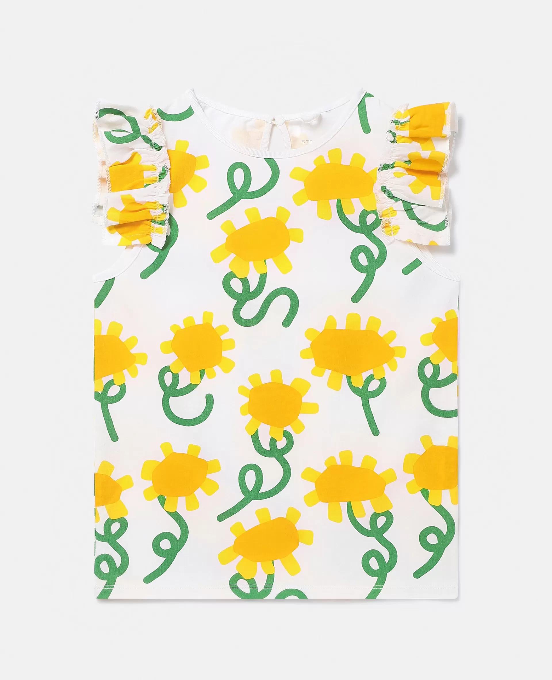 Flash Sale Sunflower Print Sleeveless Top Kids T-shirts And Tops