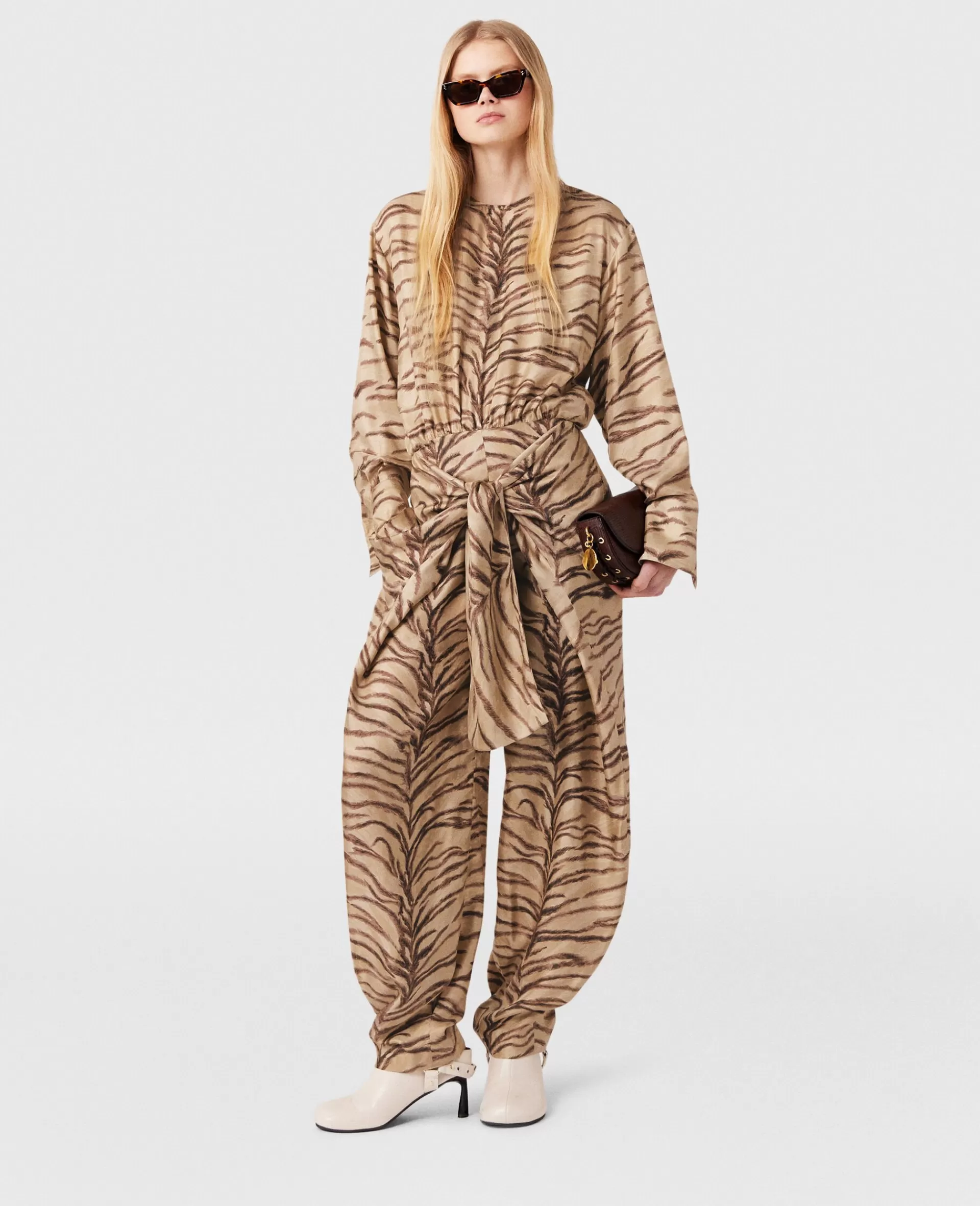 Shop Tiger Print Tie-Front Jumpsuit Women Jumpsuits